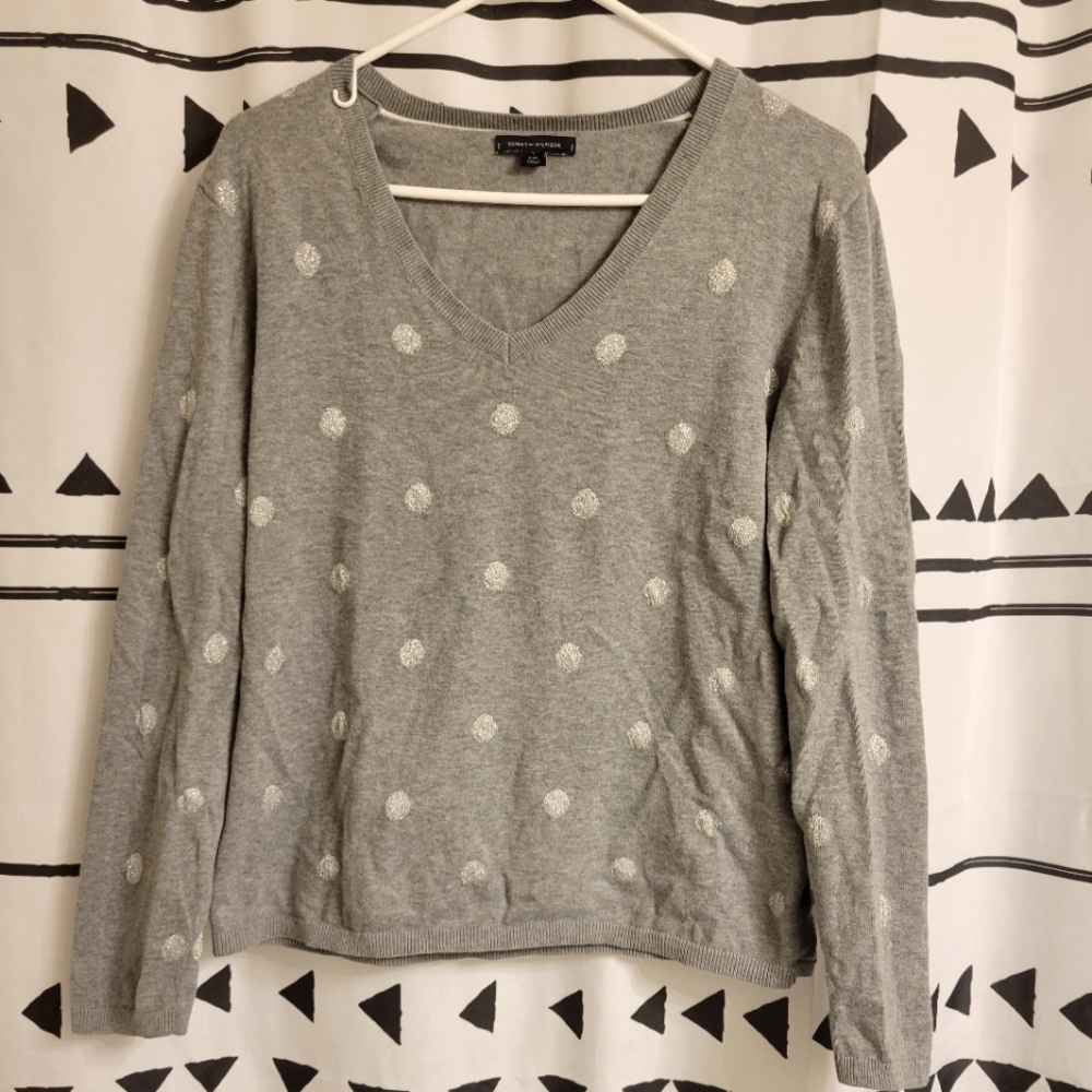Tommy Hilfiger Silver Polka Dot Sweater